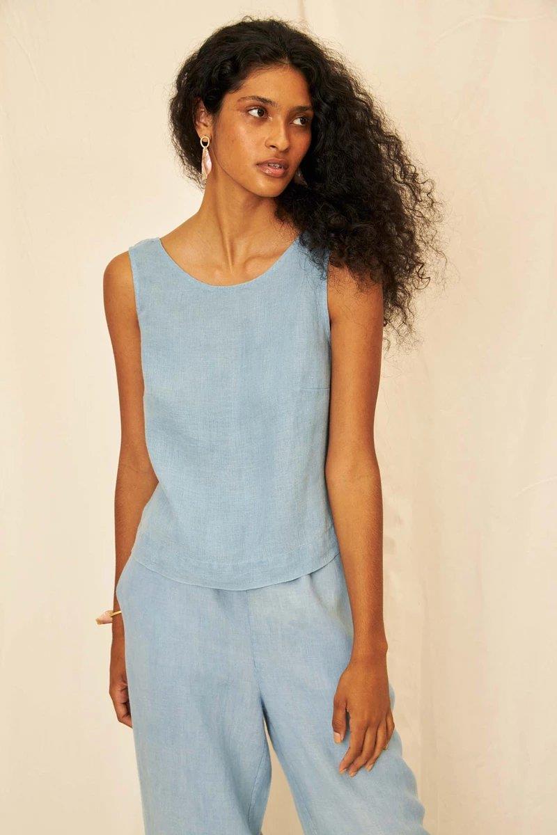 Cecilia Linen Gauze Tank Top - Flavia Aranha