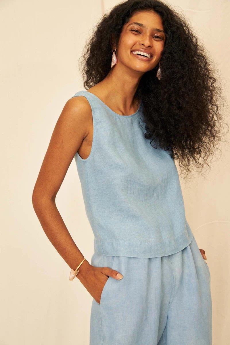 Cecilia Linen Gauze Tank Top - Flavia Aranha