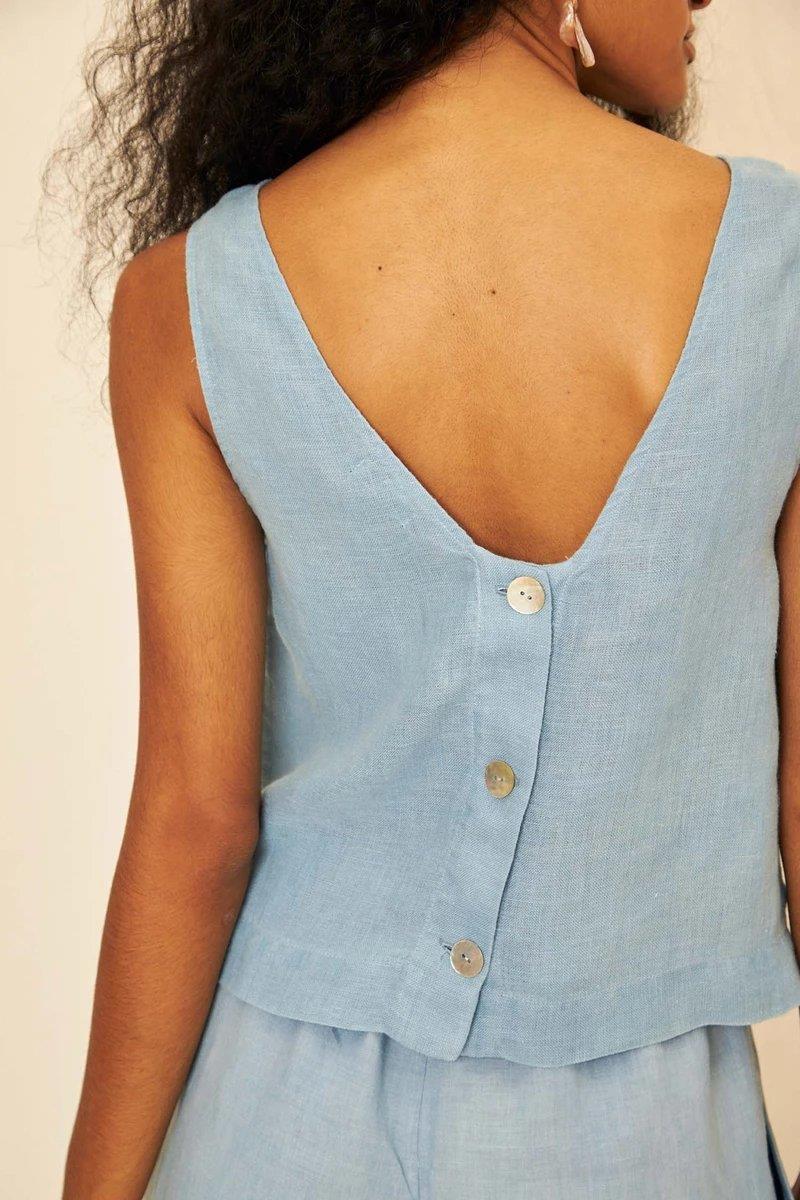 Cecilia Linen Gauze Tank Top - Flavia Aranha