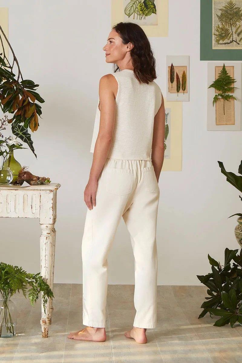 Leia Off White Carrot Jeans Trousers - Yogini