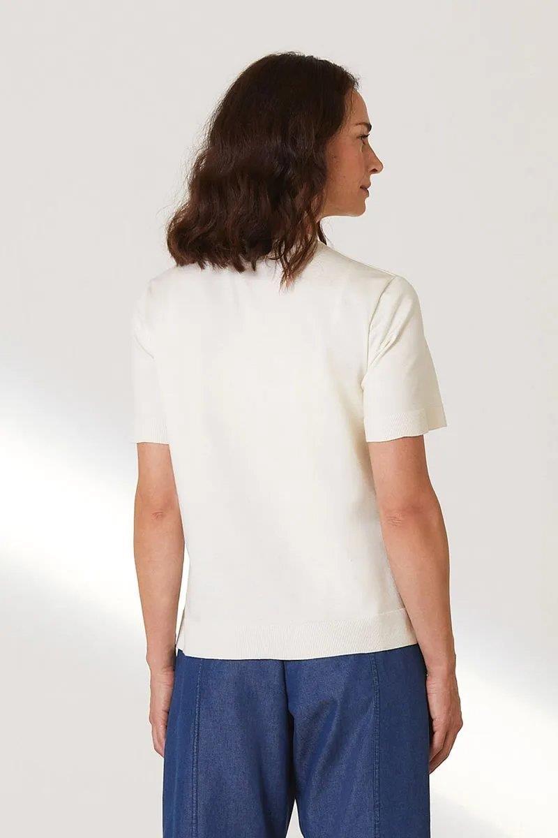 Rita Off-White Tricot Blouse - Yogini