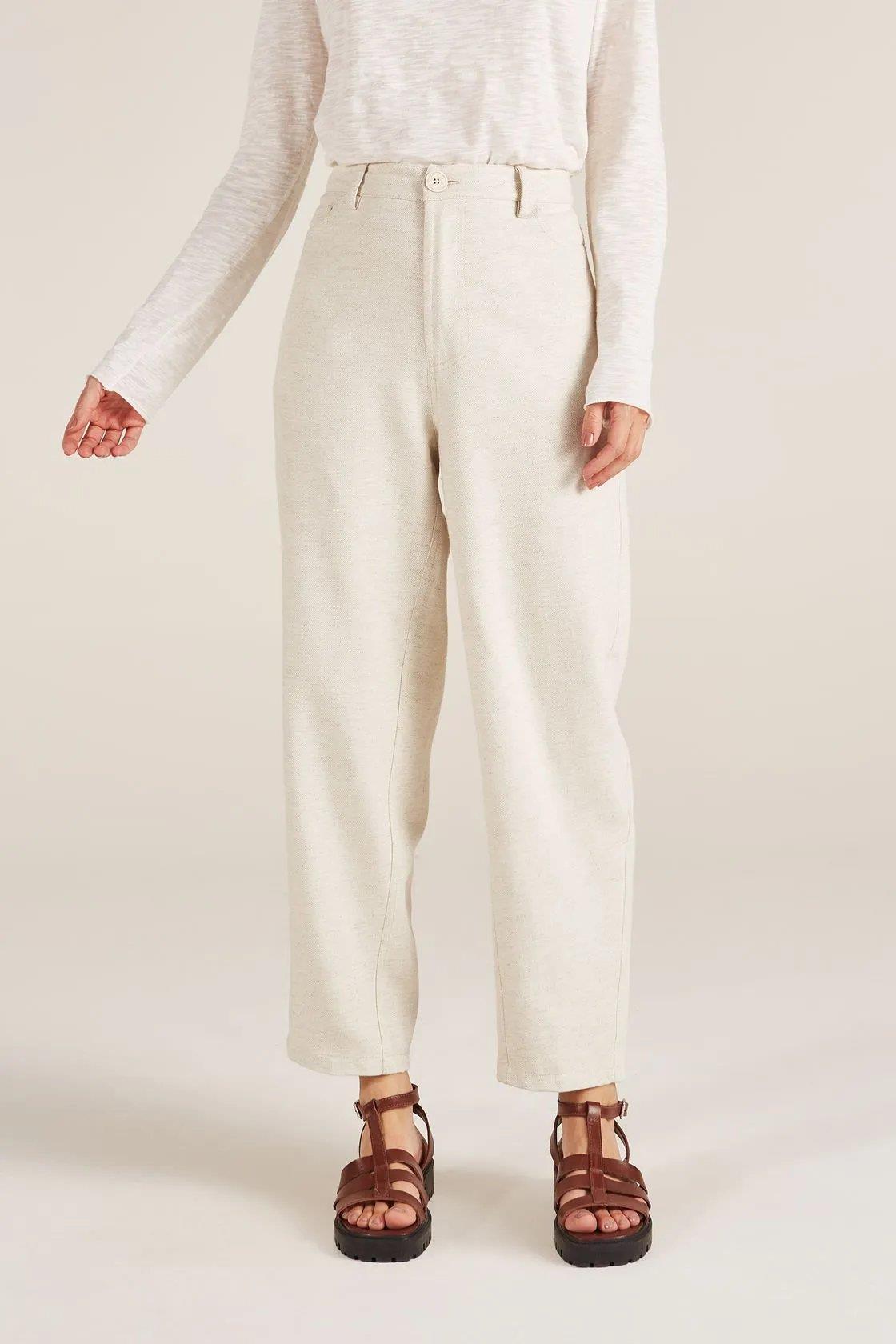 Antonia Natural Linen Taper Trousers - Yogini