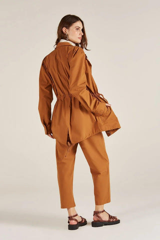 Lina Cotton Carrot Pants Brown - Yogini