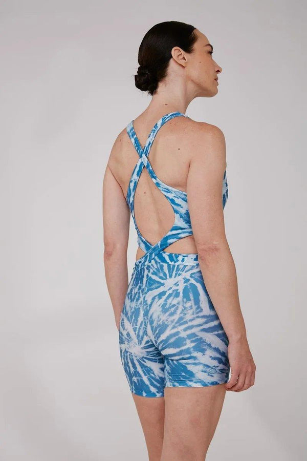 Jelly Fish Blue Printed Fitness Jumpsuit - Yogini