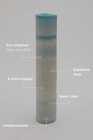 Light Blue Tie Dye Yoga Mat in 4mm PVC - Yogini