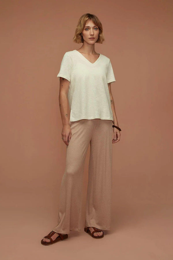 Mila Wide Brown Ribbed Trousers - Yogini