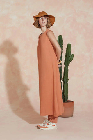 Dye Maine Linen Midi Dress - Yogini