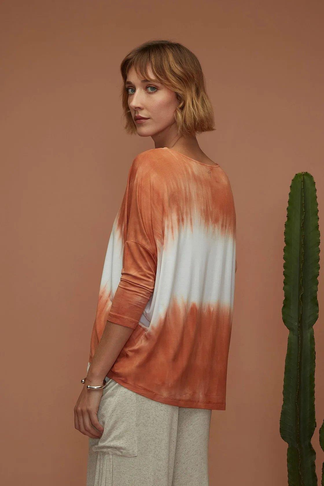 Watery Stripe Tie Dye Blouse - Yogini