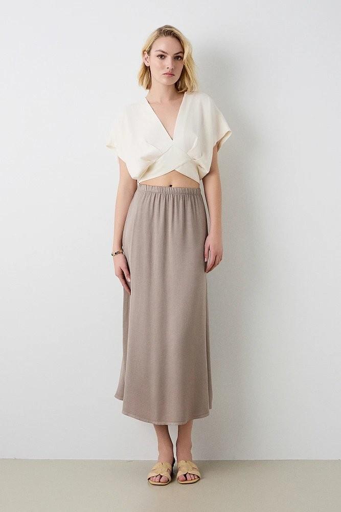 Midi Skirt with Back Slit on the Back  - BSB