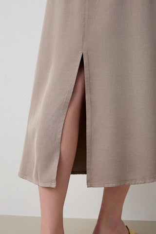 Midi Skirt with Back Slit on the Back  - BSB