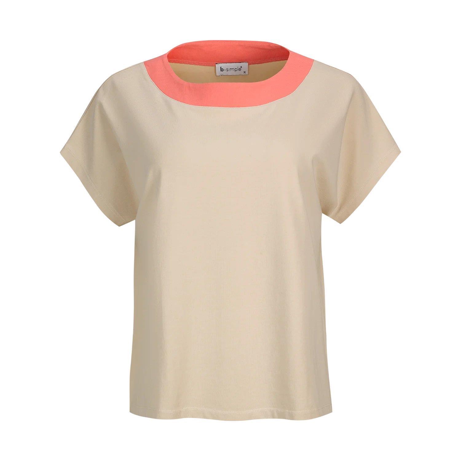 Color Block Round-Neckline Jersey Blouse - b.simple