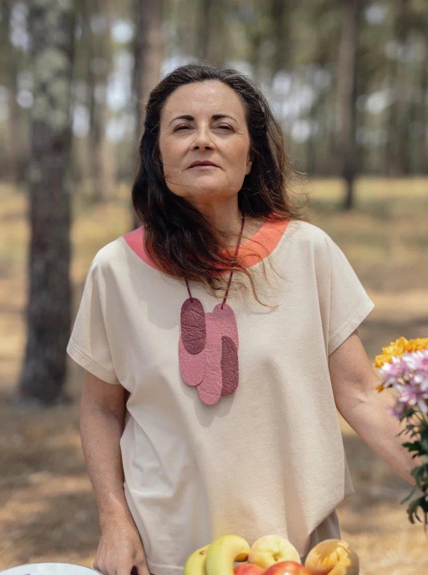 Color Block Round-Neckline Jersey Blouse - b.simple