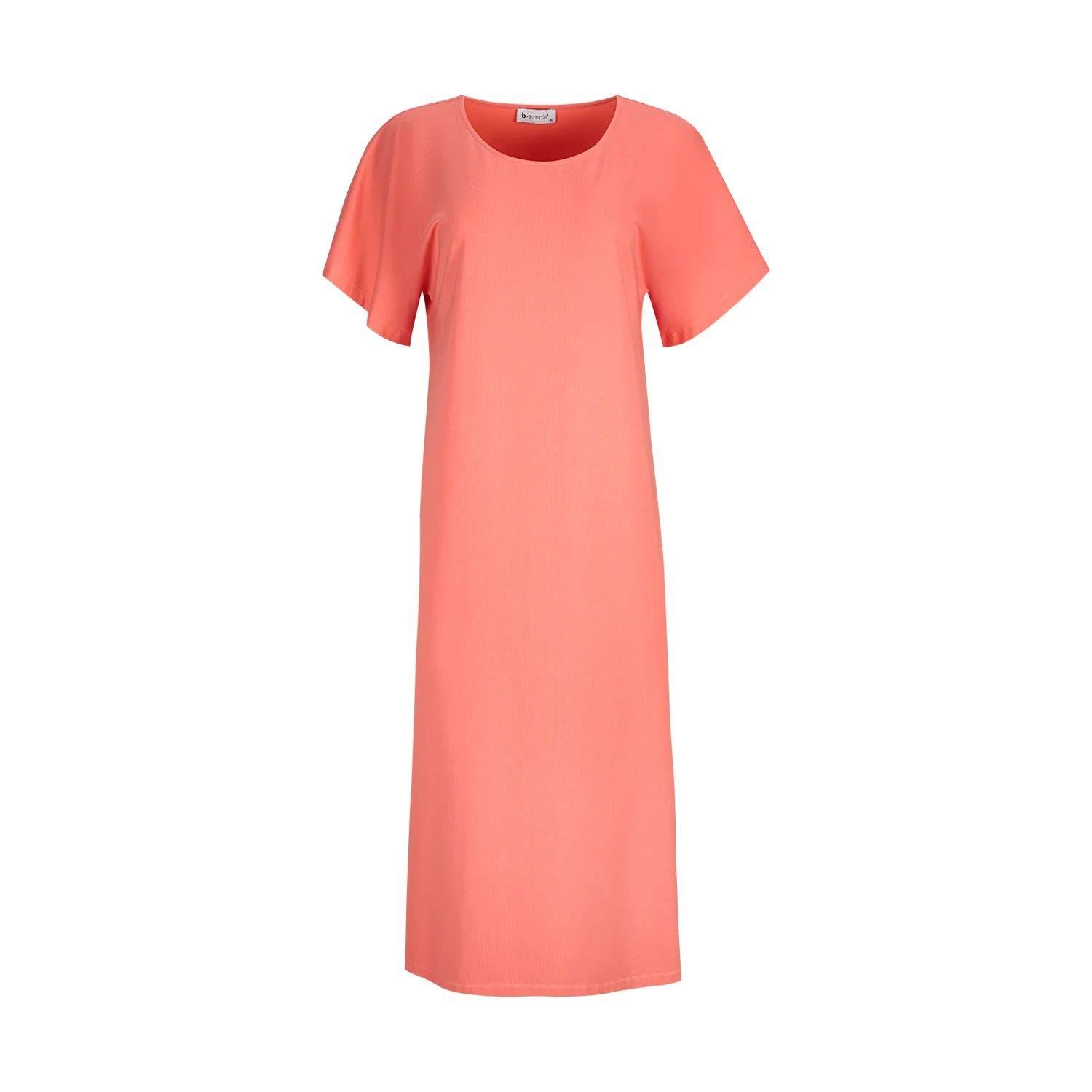 Long Dress w/ Flowing Sleeves and Side Slit - b.simple
