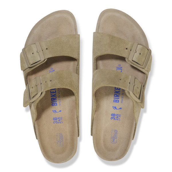 Arizona Soft Footbed Faded Khaki Suede Leather Narrow - Brkenstock
