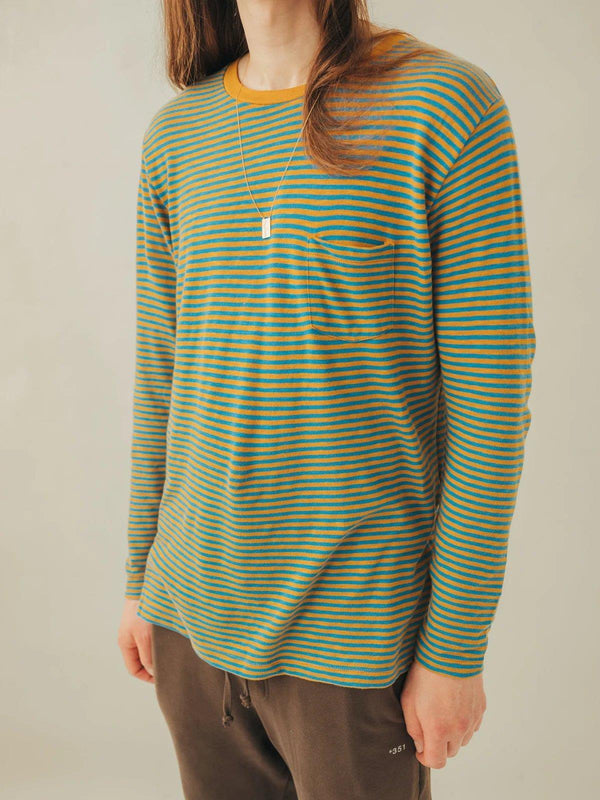 Unisex Stripes Long Sleeve Sand and Steel Blue - +351
