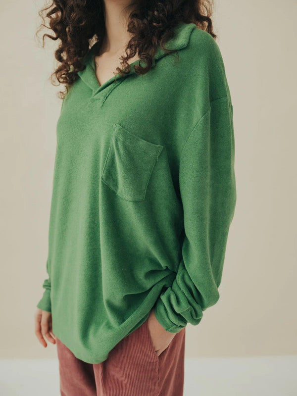 Unisex Polo Terry Long Sleeve Turtle Green - +351