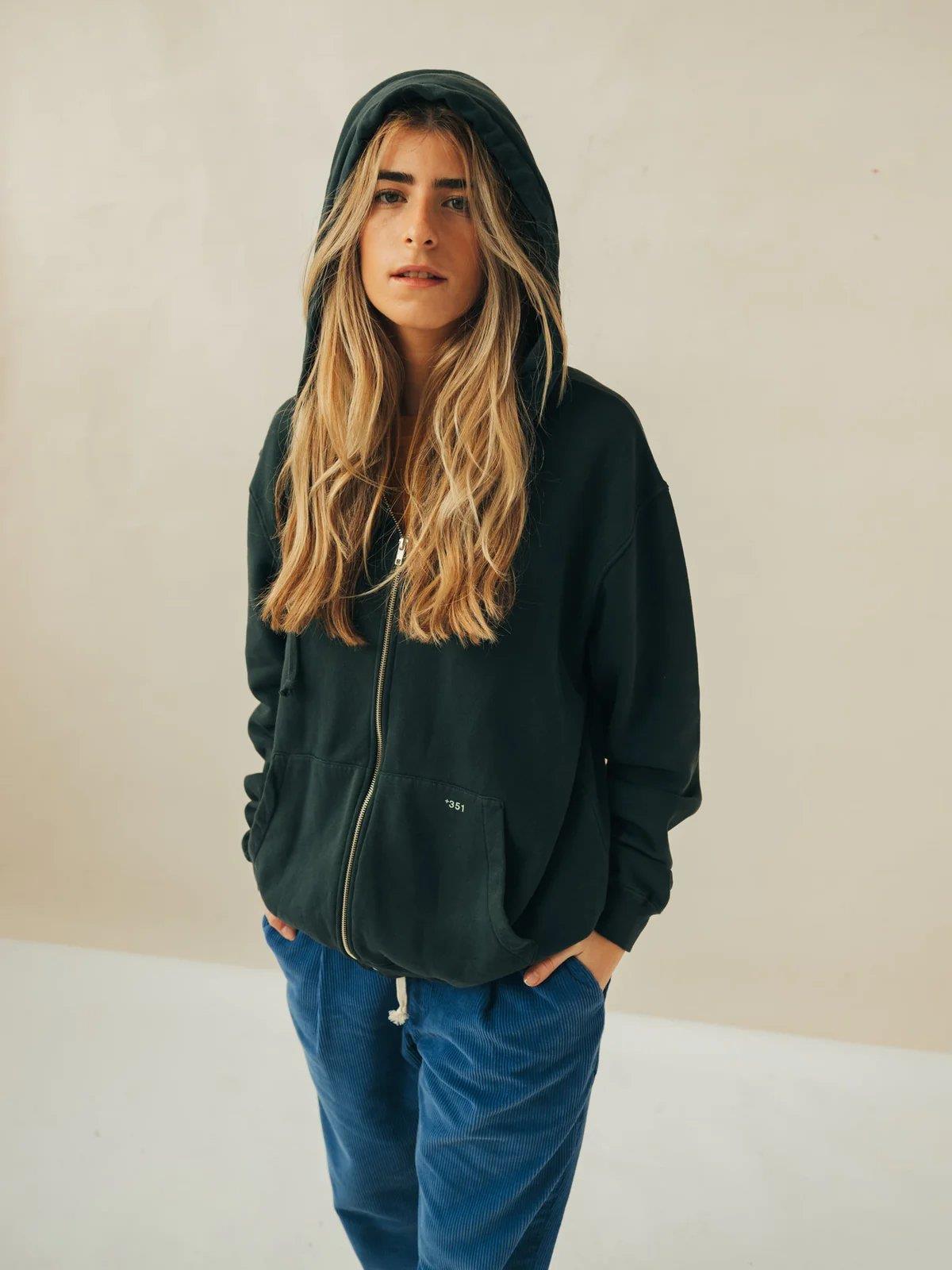 Hoodie with Zip Unisex - +351
