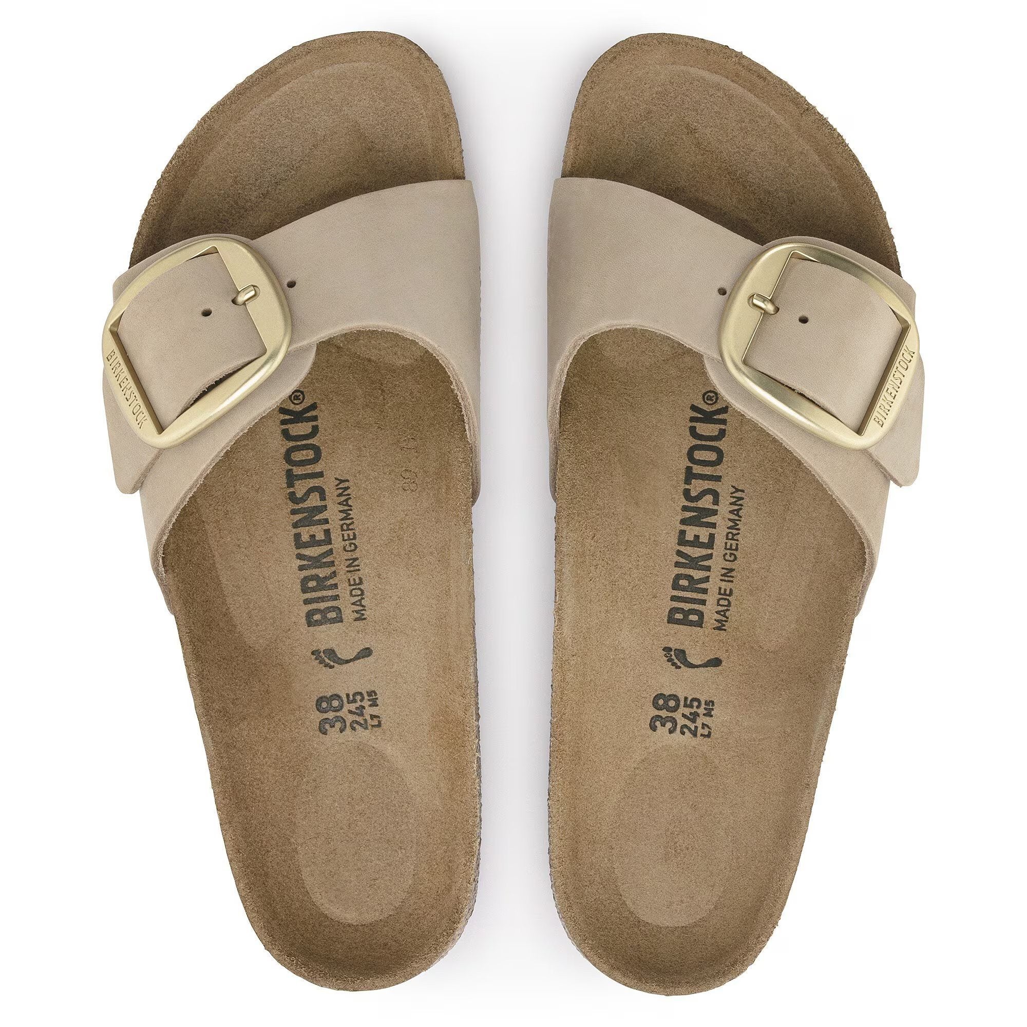 Madrid Big Buckle Sandcastle Natural Leather Nubuck Narrow