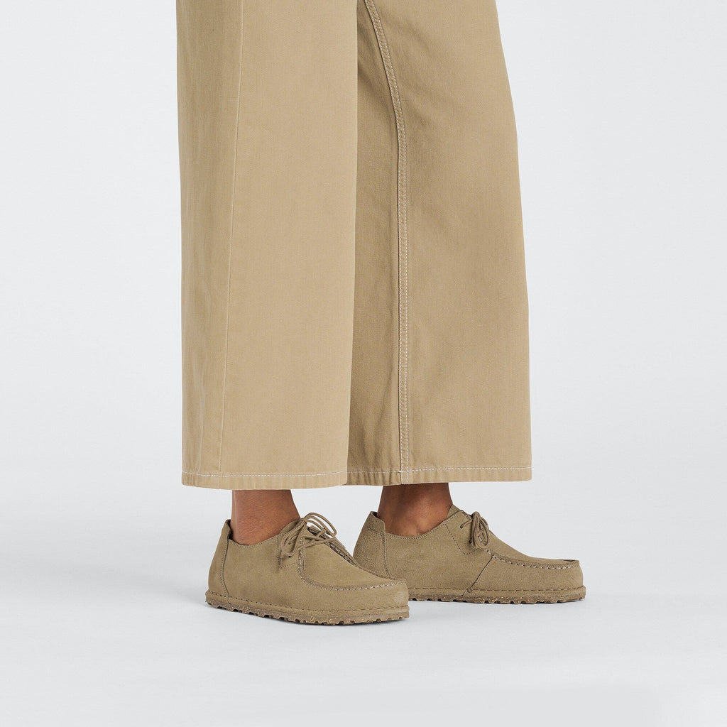 Utti Lace Gray Taupe Suede Leather Narrow