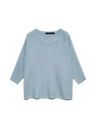 Flachstrick-Bluse mit Fledermausärmeln und langen Ärmeln