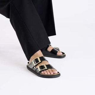 Arizona Droplet Buckle High-Shine Black Natural Leather Patent Narrow