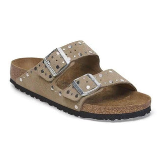Arizona Rivet Taupe Suede Leather Narrow