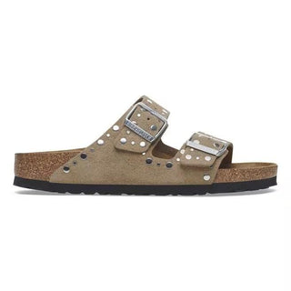 Arizona Rivet Taupe Suede Leather Narrow