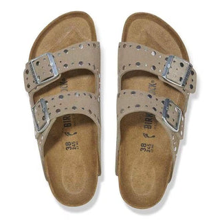 Arizona Rivet Taupe Suede Leather Narrow