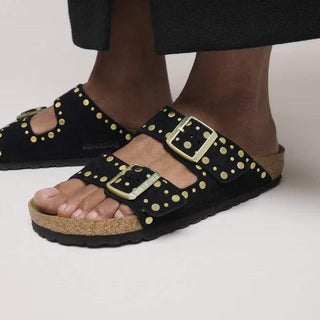 Arizona Rivet Balck Suede Leather Narrow