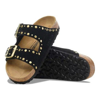 Arizona Rivet Balck Suede Leather Narrow