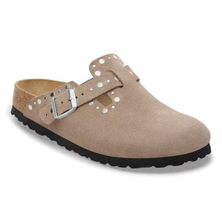 Boston Rivets Taupe Suede Leather Narrow