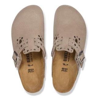 Boston Rivets Taupe Suede Leather Narrow