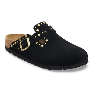 Boston Rivets Black Suede Leather Narrow