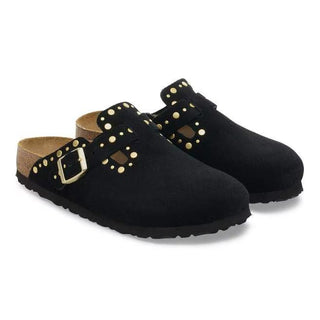Boston Rivets Black Suede Leather Narrow
