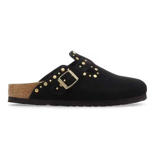 Boston Rivets Black Suede Leather Narrow