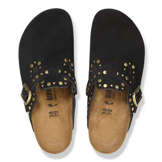 Boston Rivets Black Suede Leather Narrow