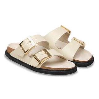Arizona Droplet Buckle High-Shine Ecru Natural Leather Patent Narrow