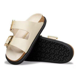 Arizona Droplet Buckle High-Shine Ecru Natural Leather Patent Narrow