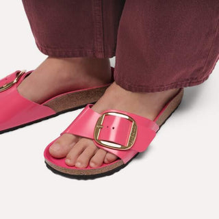 Madrid Big Buckle High-Shine Fuchsia Tulip Natural Leather Patent