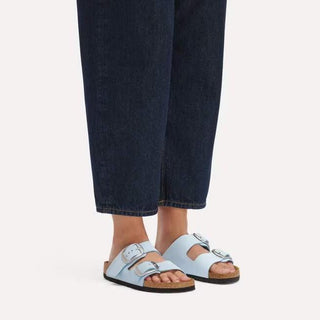 Arizona Big Buckle Baby Blue Nubuk Leather Narrow
