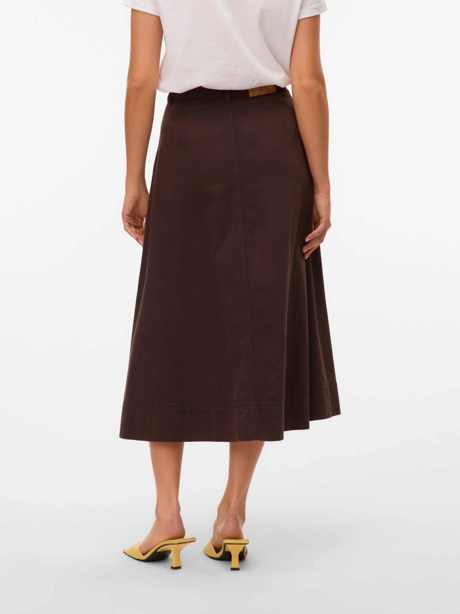A-Line Cotton Blend Midi Skirt