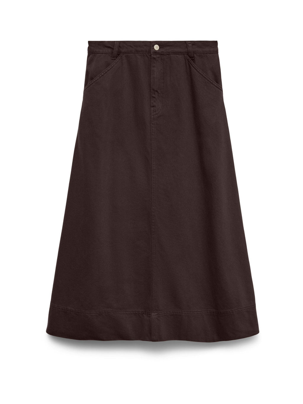 A-Line Cotton Blend Midi Skirt