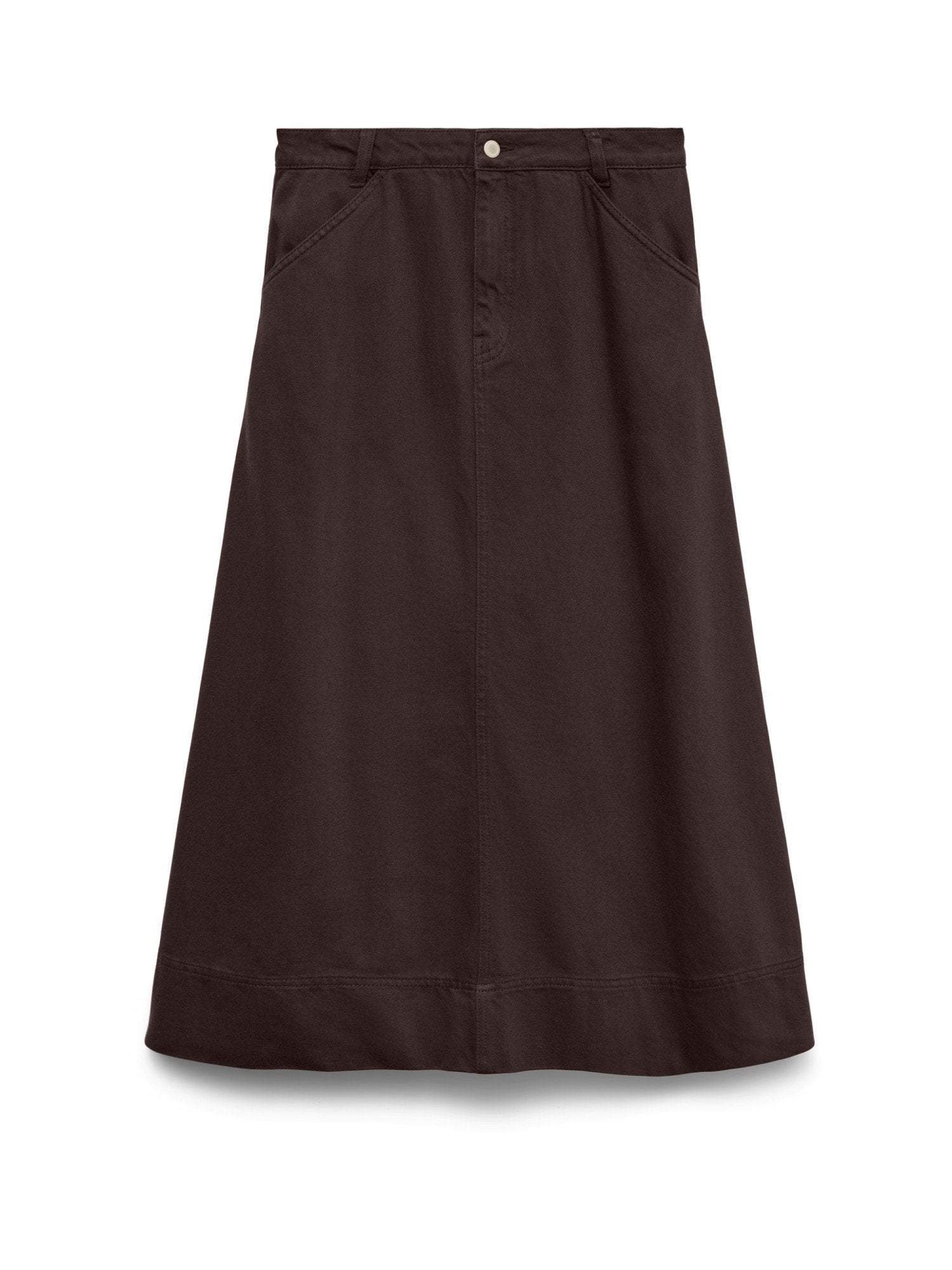 A-Line Cotton Blend Midi Skirt