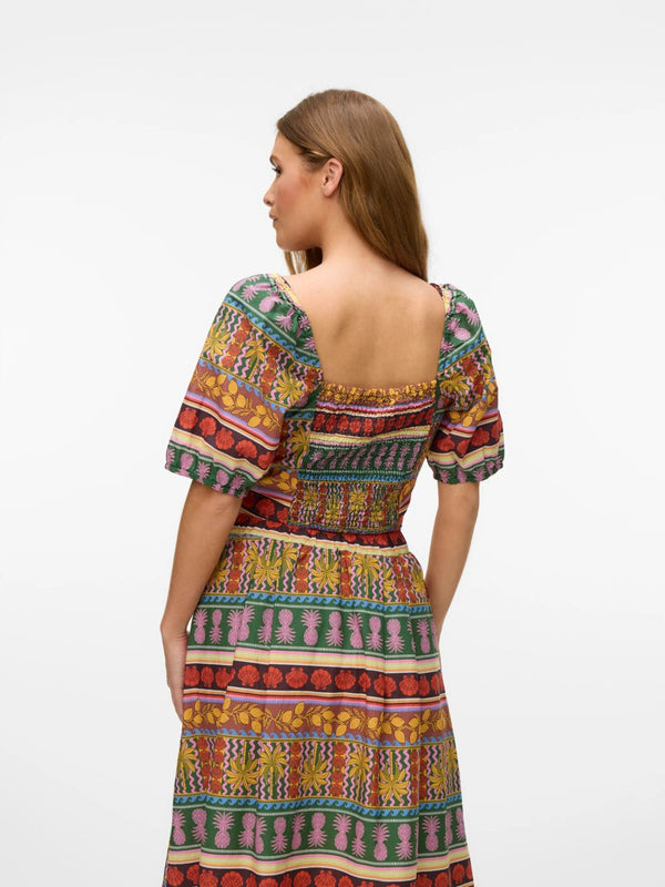 Truely Tropical Cropped Balloon Sleeve Blouse - Vero Moda