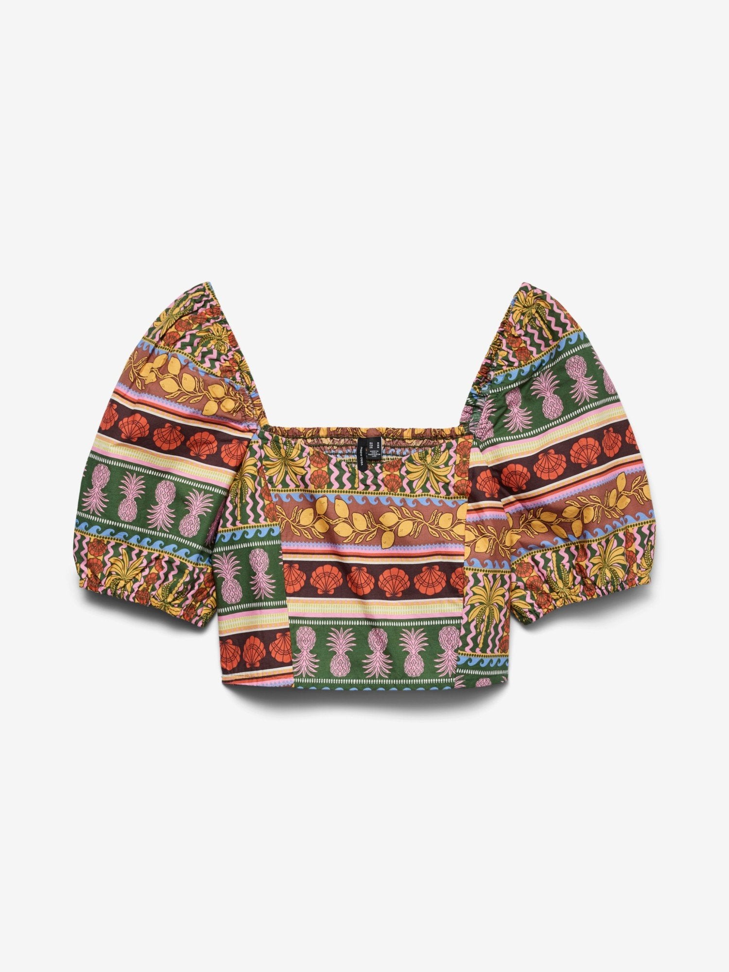 Truely Tropical Cropped Balloon Sleeve Blouse - Vero Moda