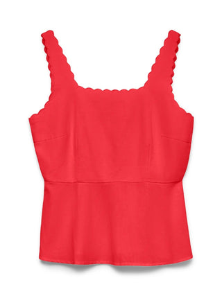 Ärmelloses Oberteil mit Muschelbesatz