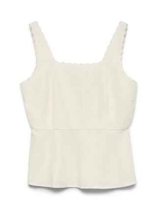 Ärmelloses Oberteil mit Muschelbesatz