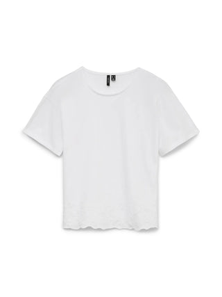 T-Shirt aus Bio-Baumwolle mit Blumenstickerei