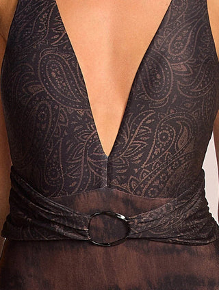 Deep-Neck Halter Swimsuit