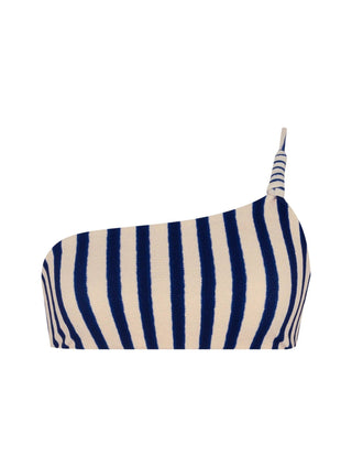 One-Shoulder Striped Swim Top